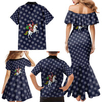 Horse And Santa Claus Christmas Christmas Family Matching Mermaid Dress and Hawaiian Shirt Xmas Holiday Patterns - Wonder Print Shop