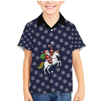 Horse And Santa Claus Christmas Christmas Family Matching Mermaid Dress and Hawaiian Shirt Xmas Holiday Patterns - Wonder Print Shop