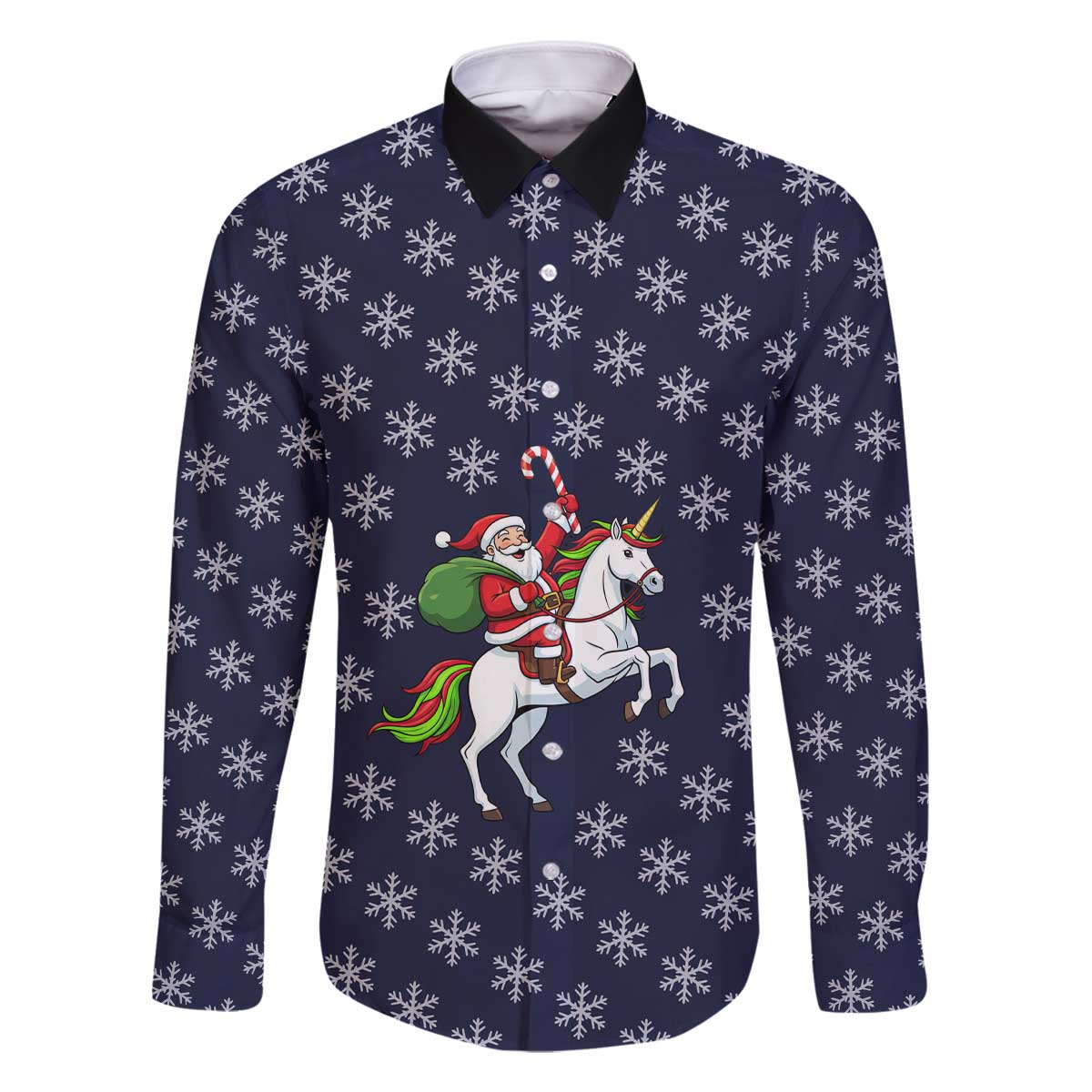 Horse And Santa Claus Christmas Christmas Family Matching Off The Shoulder Long Sleeve Dress and Hawaiian Shirt Xmas Holiday Patterns - Wonder Print Shop