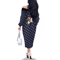 Horse And Santa Claus Christmas Christmas Family Matching Off The Shoulder Long Sleeve Dress and Hawaiian Shirt Xmas Holiday Patterns - Wonder Print Shop