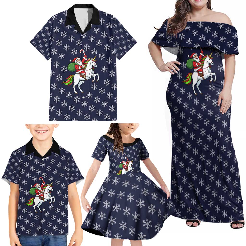 Horse And Santa Claus Christmas Christmas Family Matching Off Shoulder Maxi Dress and Hawaiian Shirt Xmas Holiday Patterns - Wonder Print Shop