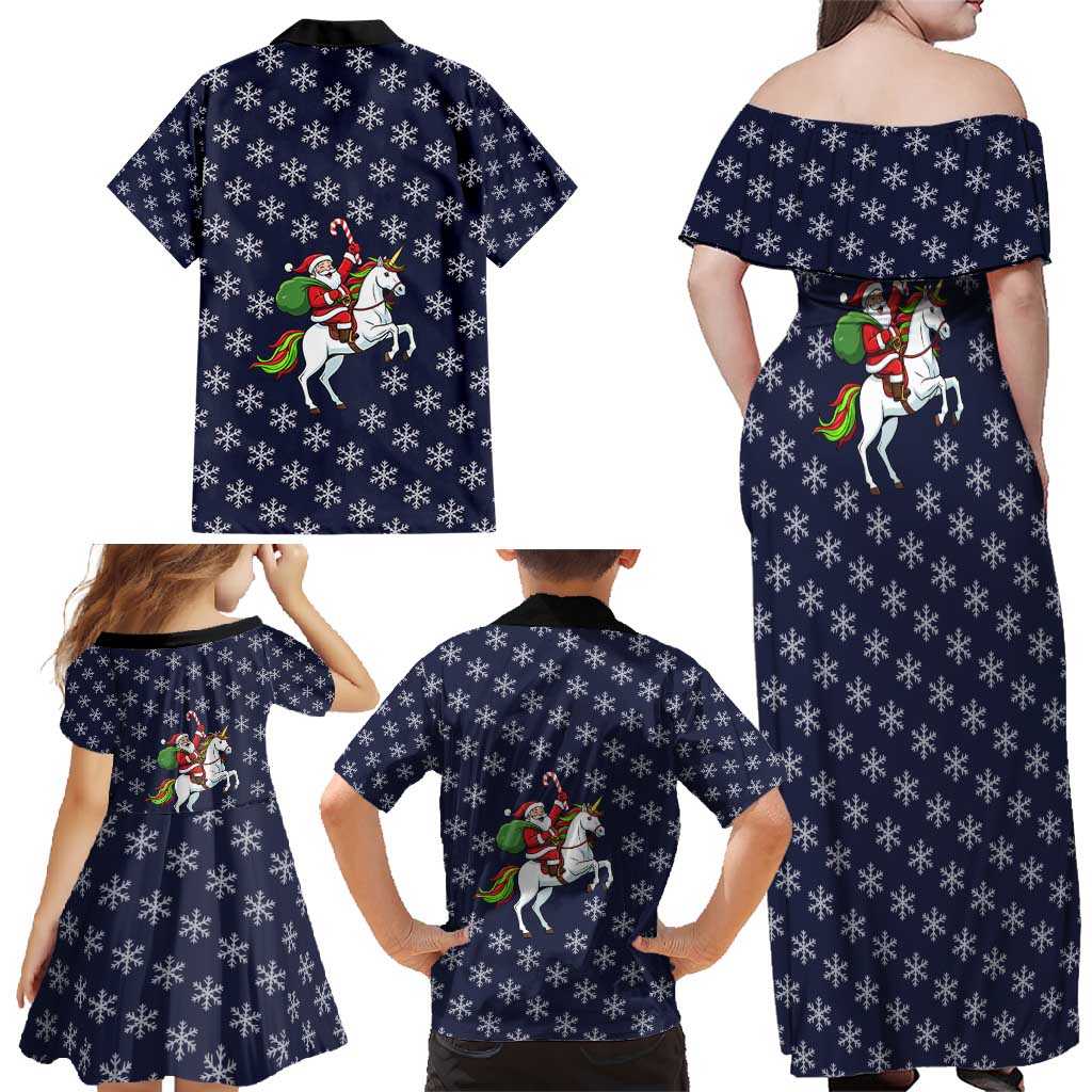 Horse And Santa Claus Christmas Christmas Family Matching Off Shoulder Maxi Dress and Hawaiian Shirt Xmas Holiday Patterns - Wonder Print Shop