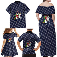 Horse And Santa Claus Christmas Christmas Family Matching Off Shoulder Maxi Dress and Hawaiian Shirt Xmas Holiday Patterns - Wonder Print Shop