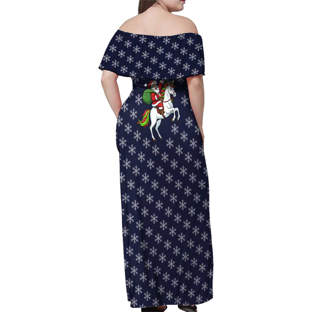 Horse And Santa Claus Christmas Christmas Family Matching Off Shoulder Maxi Dress and Hawaiian Shirt Xmas Holiday Patterns - Wonder Print Shop