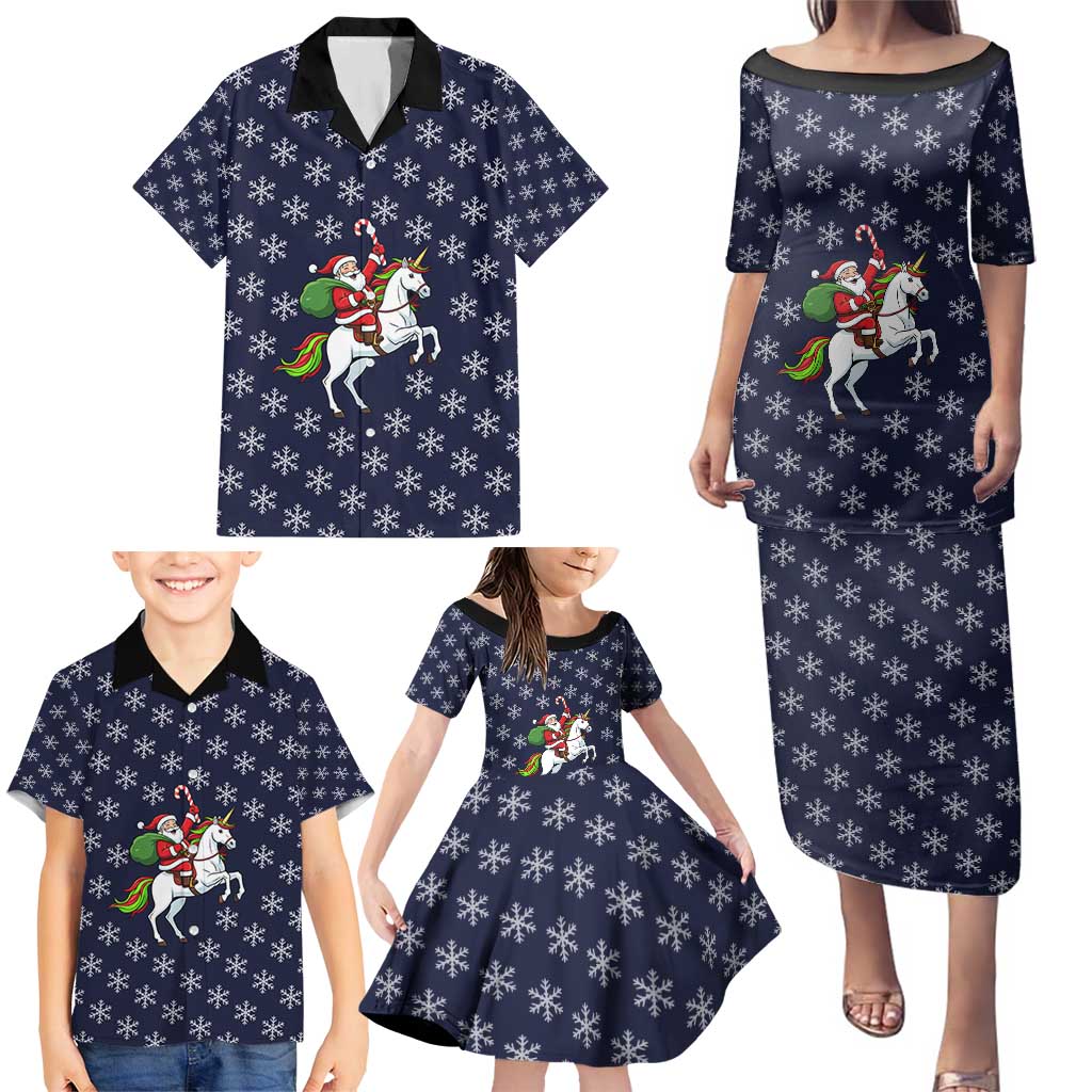 Horse And Santa Claus Christmas Christmas Family Matching Puletasi and Hawaiian Shirt Xmas Holiday Patterns - Wonder Print Shop