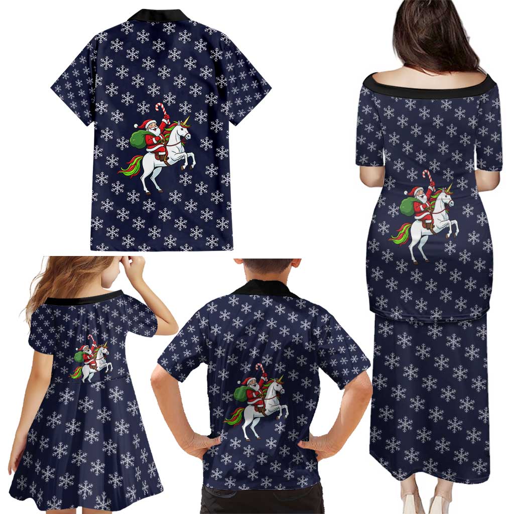 Horse And Santa Claus Christmas Christmas Family Matching Puletasi and Hawaiian Shirt Xmas Holiday Patterns - Wonder Print Shop