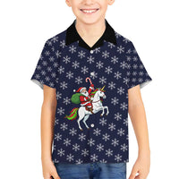 Horse And Santa Claus Christmas Christmas Family Matching Puletasi and Hawaiian Shirt Xmas Holiday Patterns - Wonder Print Shop