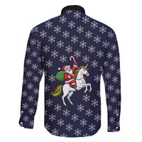 Horse And Santa Claus Christmas Christmas Family Matching Short Sleeve Bodycon Dress and Hawaiian Shirt Xmas Holiday Patterns - Wonder Print Shop