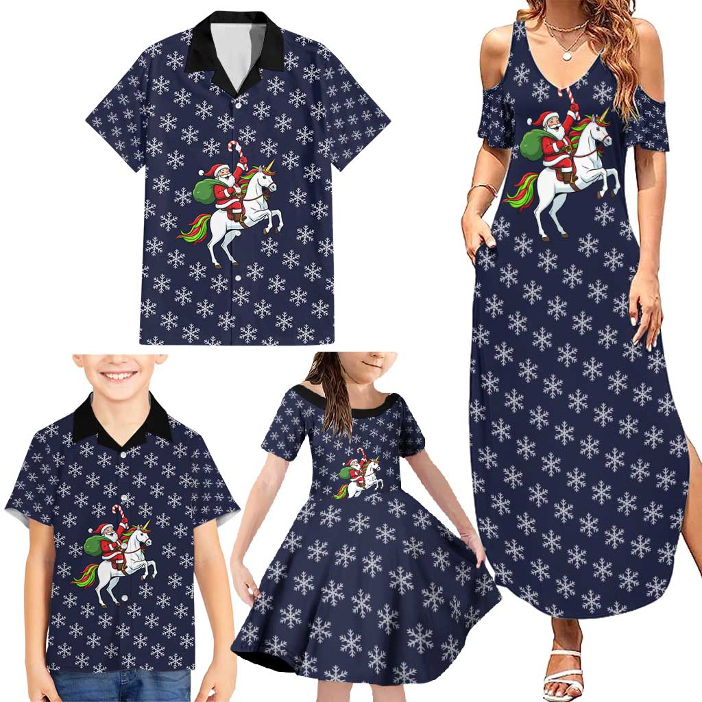 Horse And Santa Claus Christmas Christmas Family Matching Summer Maxi Dress and Hawaiian Shirt Xmas Holiday Patterns - Wonder Print Shop