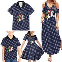 Horse And Santa Claus Christmas Christmas Family Matching Summer Maxi Dress and Hawaiian Shirt Xmas Holiday Patterns - Wonder Print Shop