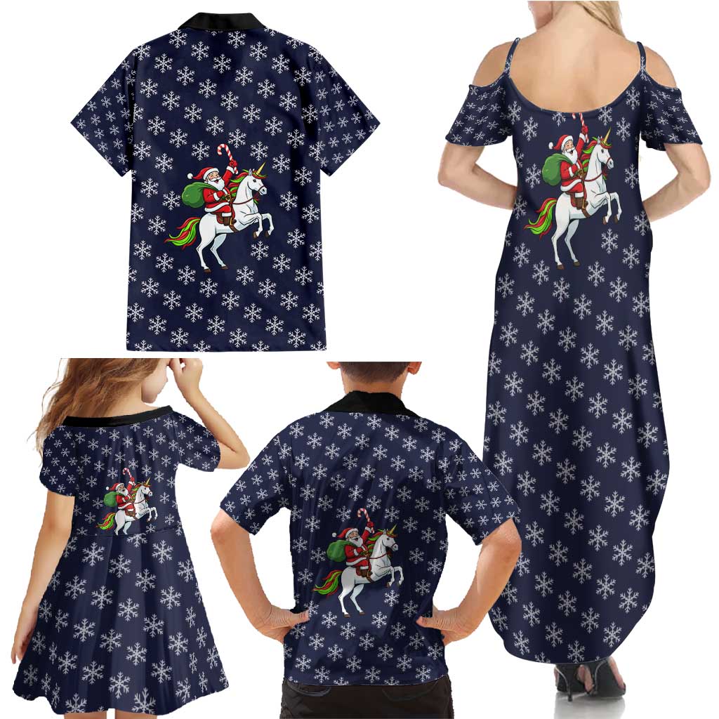 Horse And Santa Claus Christmas Christmas Family Matching Summer Maxi Dress and Hawaiian Shirt Xmas Holiday Patterns - Wonder Print Shop