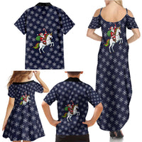 Horse And Santa Claus Christmas Christmas Family Matching Summer Maxi Dress and Hawaiian Shirt Xmas Holiday Patterns - Wonder Print Shop