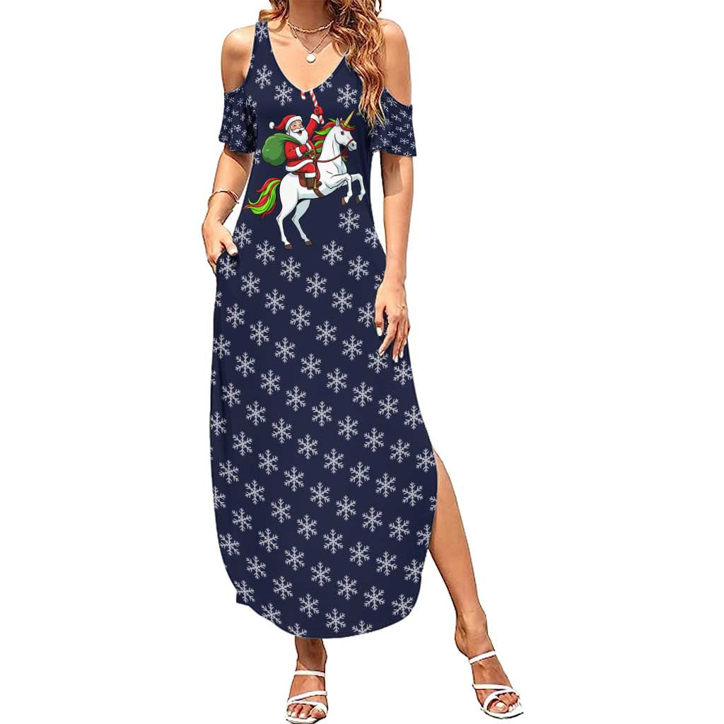 Horse And Santa Claus Christmas Christmas Family Matching Summer Maxi Dress and Hawaiian Shirt Xmas Holiday Patterns - Wonder Print Shop