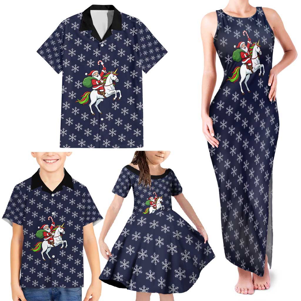 Horse And Santa Claus Christmas Christmas Family Matching Tank Maxi Dress and Hawaiian Shirt Xmas Holiday Patterns - Wonder Print Shop