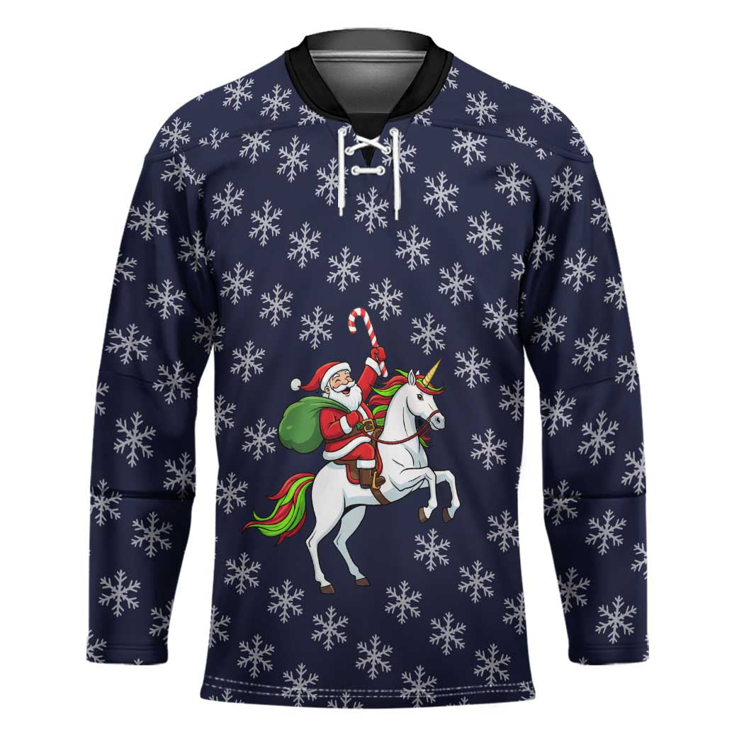 Horse And Santa Claus Christmas Christmas Hockey Jersey Xmas Holiday Patterns - Wonder Print Shop