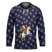 Horse And Santa Claus Christmas Christmas Hockey Jersey Xmas Holiday Patterns - Wonder Print Shop