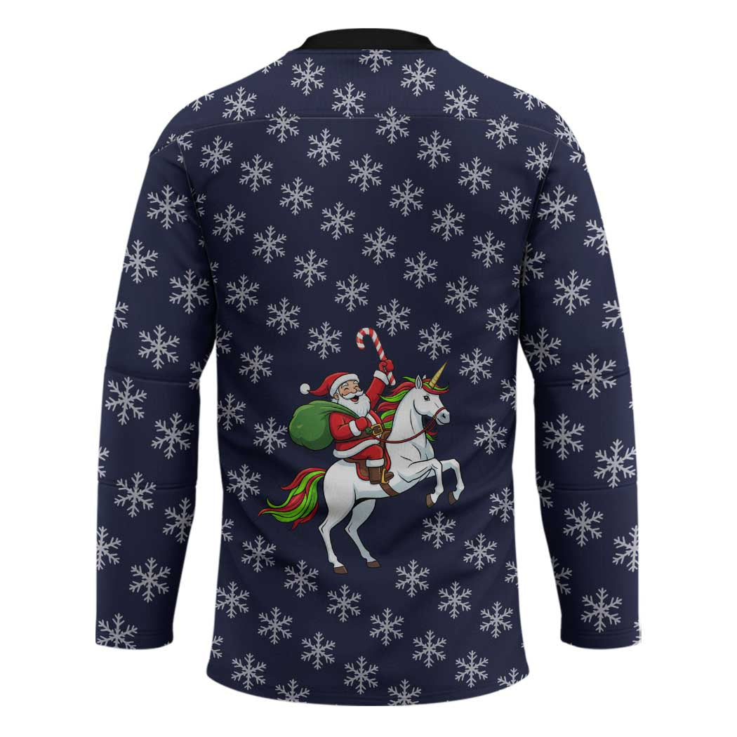 Horse And Santa Claus Christmas Christmas Hockey Jersey Xmas Holiday Patterns - Wonder Print Shop