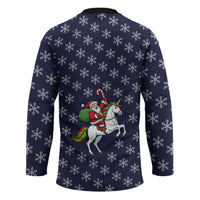 Horse And Santa Claus Christmas Christmas Hockey Jersey Xmas Holiday Patterns - Wonder Print Shop