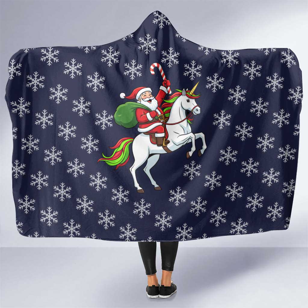 Horse And Santa Claus Christmas Christmas Hooded Blanket Xmas Holiday Patterns - Wonder Print Shop