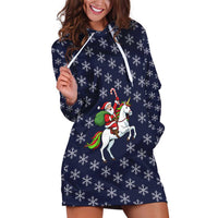 Horse And Santa Claus Christmas Christmas Hoodie Dress Xmas Holiday Patterns - Wonder Print Shop
