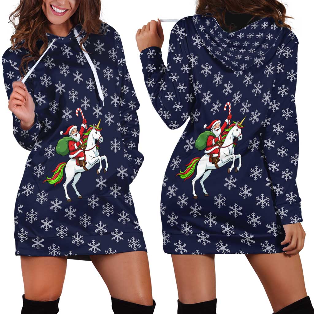 Horse And Santa Claus Christmas Christmas Hoodie Dress Xmas Holiday Patterns - Wonder Print Shop
