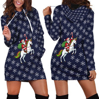 Horse And Santa Claus Christmas Christmas Hoodie Dress Xmas Holiday Patterns - Wonder Print Shop