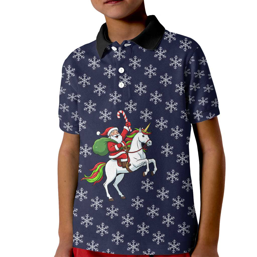 Horse And Santa Claus Christmas Christmas Kid Polo Shirt Xmas Holiday Patterns - Wonder Print Shop