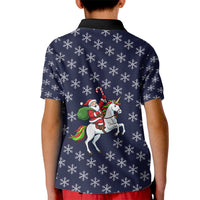 Horse And Santa Claus Christmas Christmas Kid Polo Shirt Xmas Holiday Patterns - Wonder Print Shop