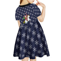 Horse And Santa Claus Christmas Christmas Kid Short Sleeve Dress Xmas Holiday Patterns - Wonder Print Shop
