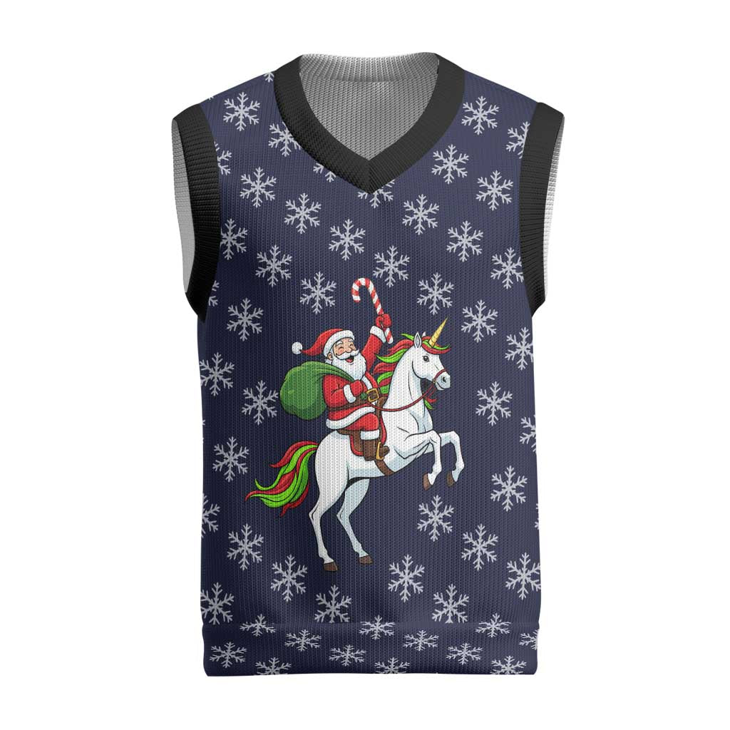 Horse And Santa Claus Christmas Christmas Knitted V-Neck Vest Xmas Holiday Patterns - Wonder Print Shop