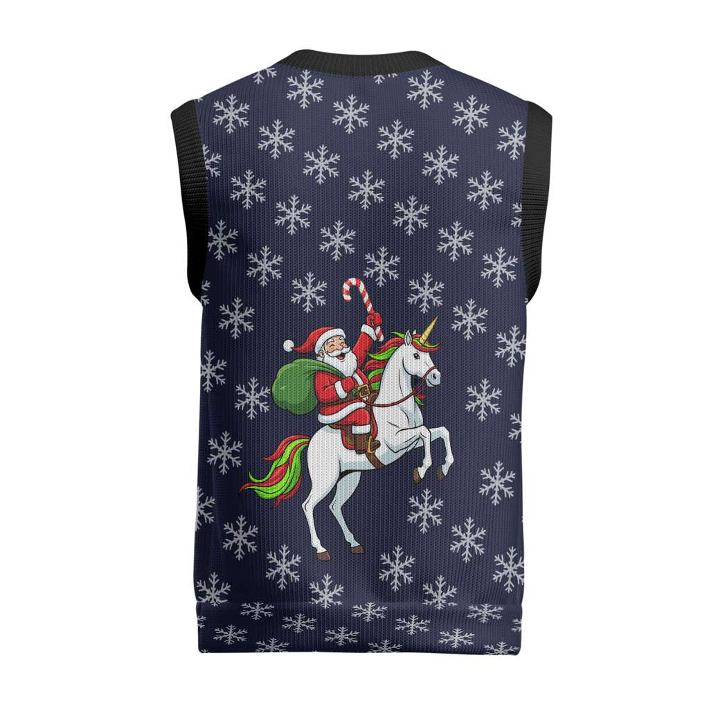 Horse And Santa Claus Christmas Christmas Knitted V-Neck Vest Xmas Holiday Patterns - Wonder Print Shop