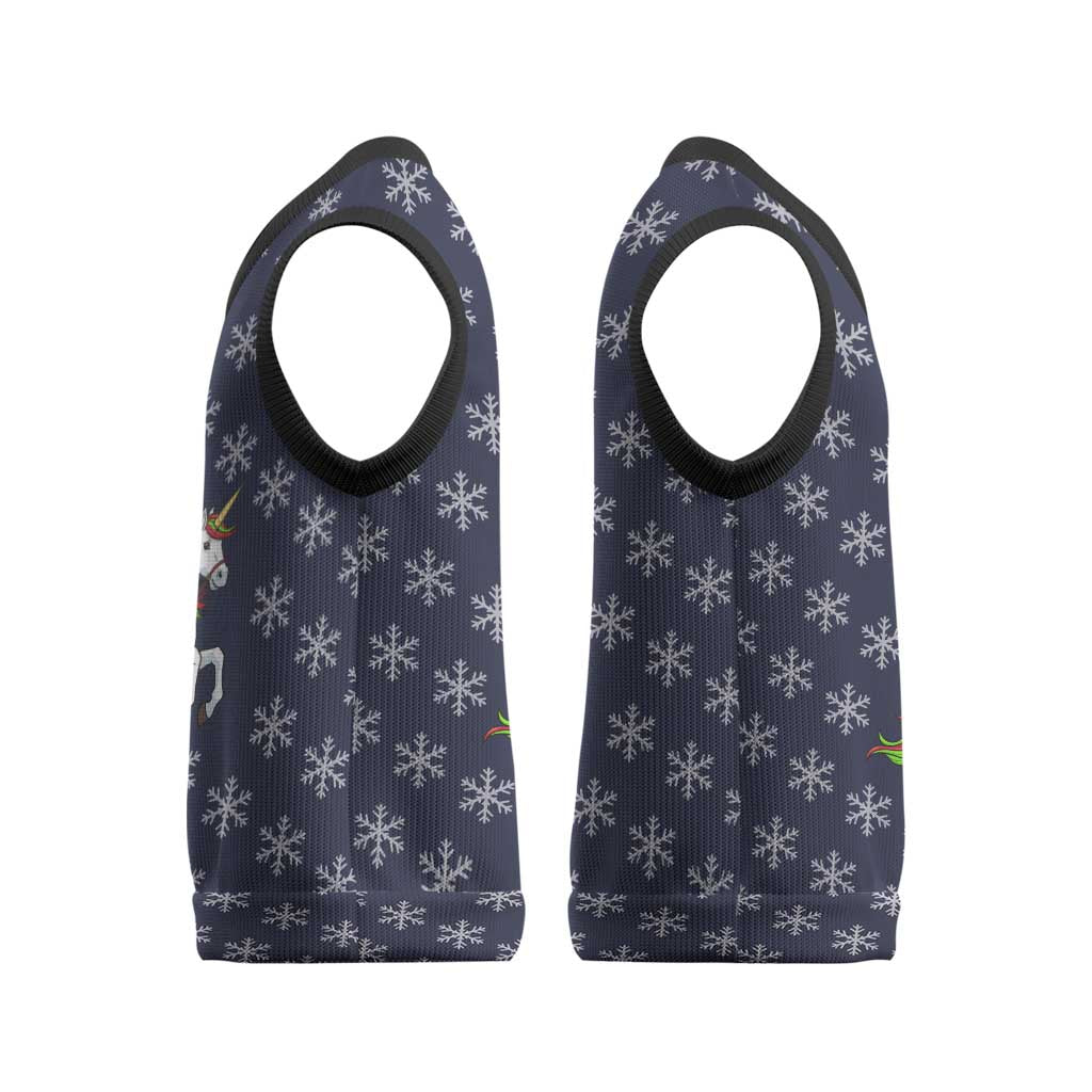 Horse And Santa Claus Christmas Christmas Knitted V-Neck Vest Xmas Holiday Patterns - Wonder Print Shop