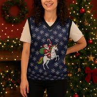 Horse And Santa Claus Christmas Christmas Knitted V-Neck Vest Xmas Holiday Patterns - Wonder Print Shop