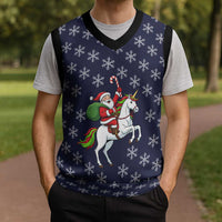 Horse And Santa Claus Christmas Christmas Knitted V-Neck Vest Xmas Holiday Patterns - Wonder Print Shop