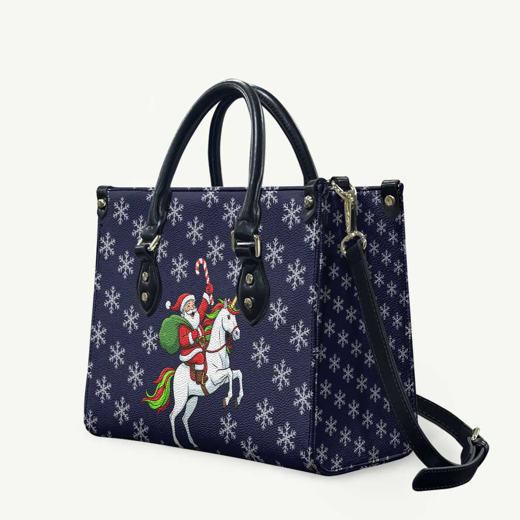 Horse And Santa Claus Christmas Christmas Leather Bag Xmas Holiday Patterns - Wonder Print Shop