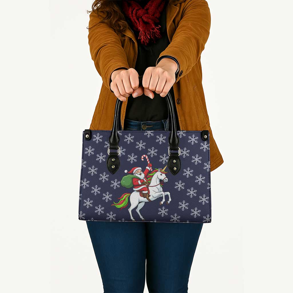 Horse And Santa Claus Christmas Christmas Leather Bag Xmas Holiday Patterns - Wonder Print Shop