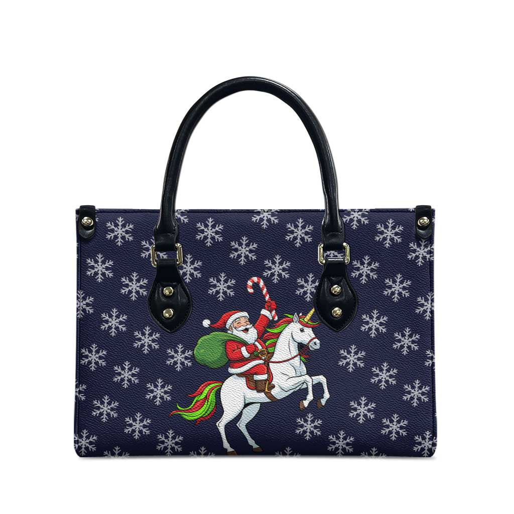 Horse And Santa Claus Christmas Christmas Leather Bag Xmas Holiday Patterns - Wonder Print Shop