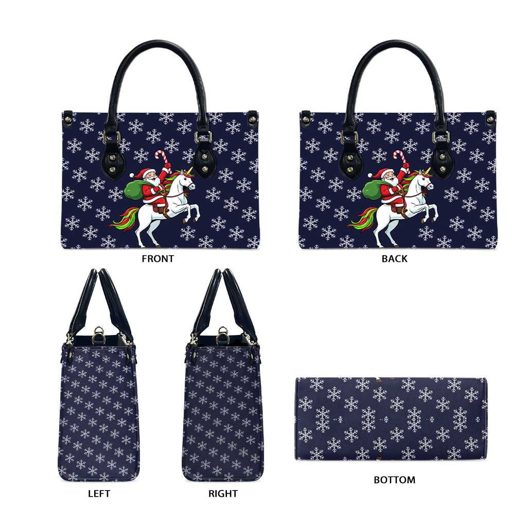 Horse And Santa Claus Christmas Christmas Leather Bag Xmas Holiday Patterns - Wonder Print Shop