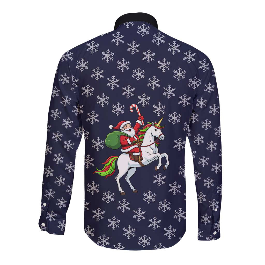 Horse And Santa Claus Christmas Christmas Long Sleeve Button Shirt Xmas Holiday Patterns - Wonder Print Shop