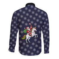 Horse And Santa Claus Christmas Christmas Long Sleeve Button Shirt Xmas Holiday Patterns - Wonder Print Shop