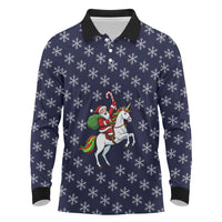 Horse And Santa Claus Christmas Christmas Long Sleeve Polo Shirt Xmas Holiday Patterns - Wonder Print Shop
