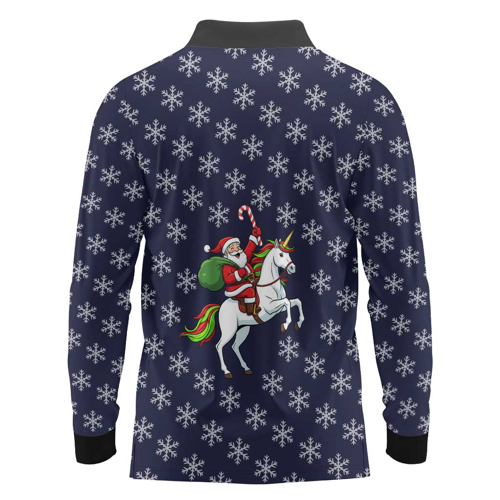 Horse And Santa Claus Christmas Christmas Long Sleeve Polo Shirt Xmas Holiday Patterns - Wonder Print Shop