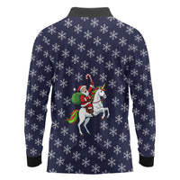 Horse And Santa Claus Christmas Christmas Long Sleeve Polo Shirt Xmas Holiday Patterns - Wonder Print Shop