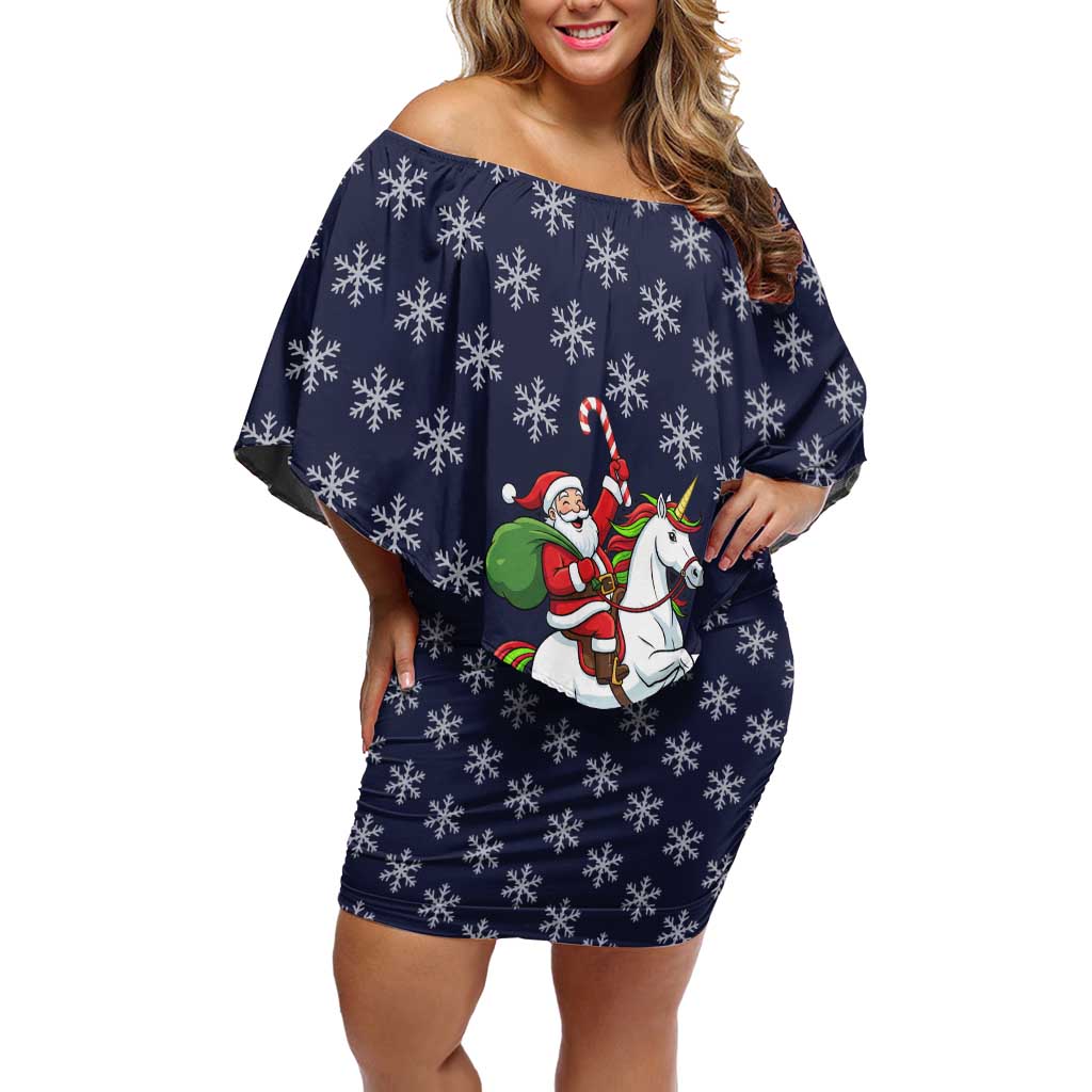 Horse And Santa Claus Christmas Christmas Off Shoulder Short Dress Xmas Holiday Patterns - Wonder Print Shop