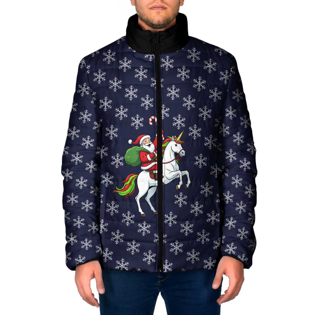 Horse And Santa Claus Christmas Christmas Padded Jacket Xmas Holiday Patterns - Wonder Print Shop