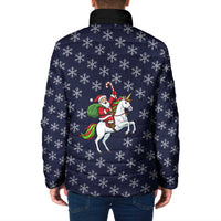 Horse And Santa Claus Christmas Christmas Padded Jacket Xmas Holiday Patterns - Wonder Print Shop