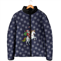 Horse And Santa Claus Christmas Christmas Padded Jacket Xmas Holiday Patterns - Wonder Print Shop