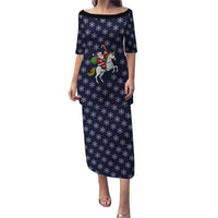 Horse And Santa Claus Christmas Christmas Puletasi Xmas Holiday Patterns - Wonder Print Shop