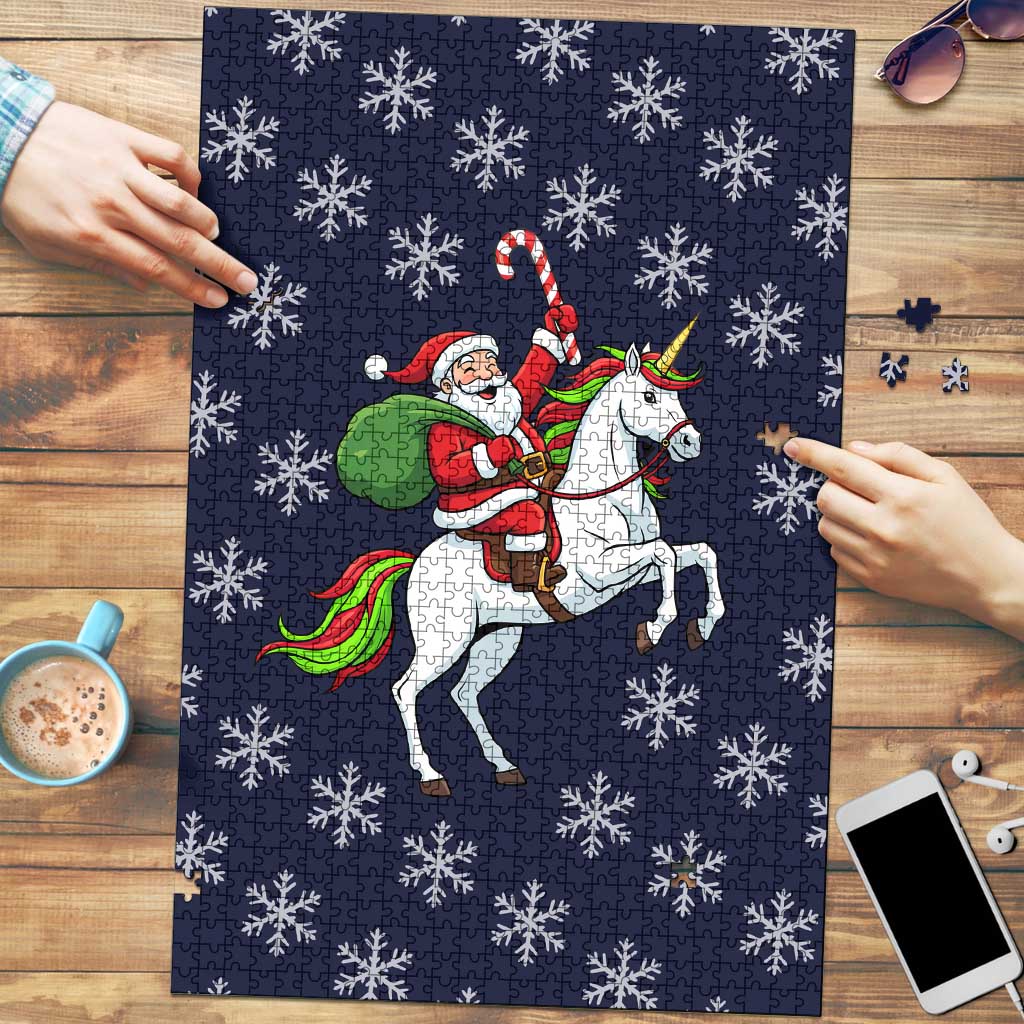 Horse And Santa Claus Christmas Christmas Puzzle Xmas Holiday Patterns - Wonder Print Shop