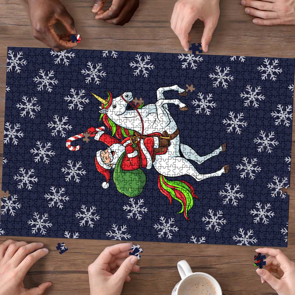 Horse And Santa Claus Christmas Christmas Puzzle Xmas Holiday Patterns - Wonder Print Shop